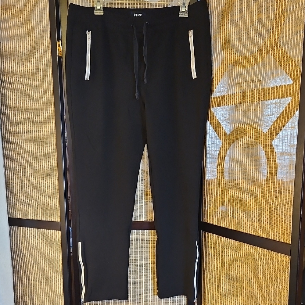 PAIGE Black Joggers with White Zipper Accents